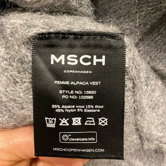 NWT MSCH Copenhagen Femme Alpaca Vest Grey Turtleneck Alpaca Wool Blend Size M/L - Picture 13 of 13
